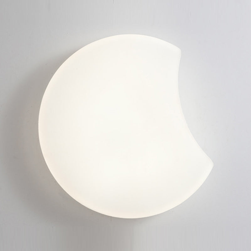 Modern Metal Wall Sconce Moon Shape Wall Light with Plastic Shade for Bedroom