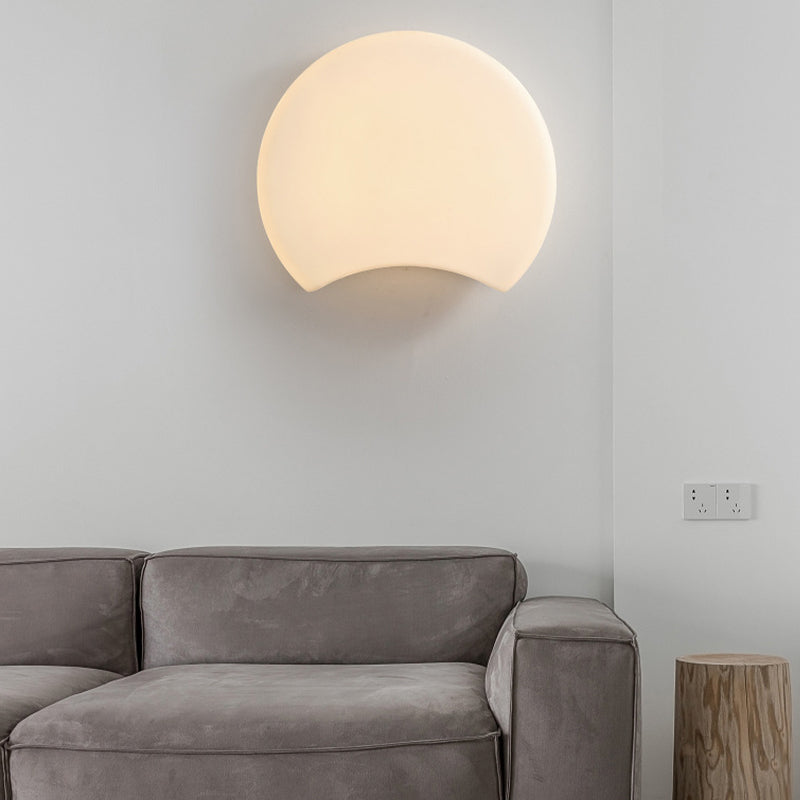 Modern Metal Wall Sconce Moon Shape Wall Light with Plastic Shade for Bedroom
