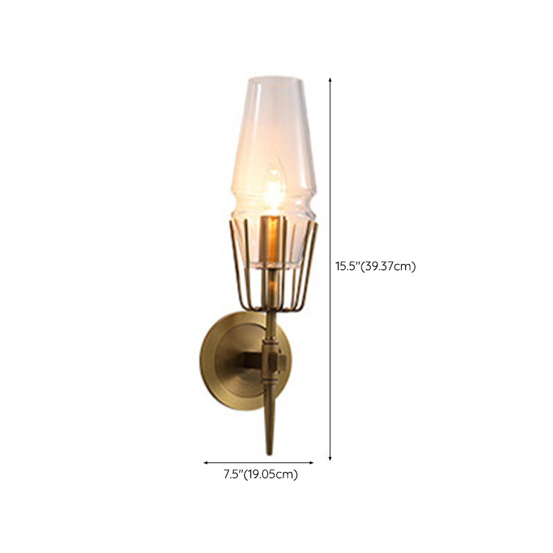 Metal Geometric Shape Wall Light Modern Style Multi Lights Wall Light Sconce in Brass