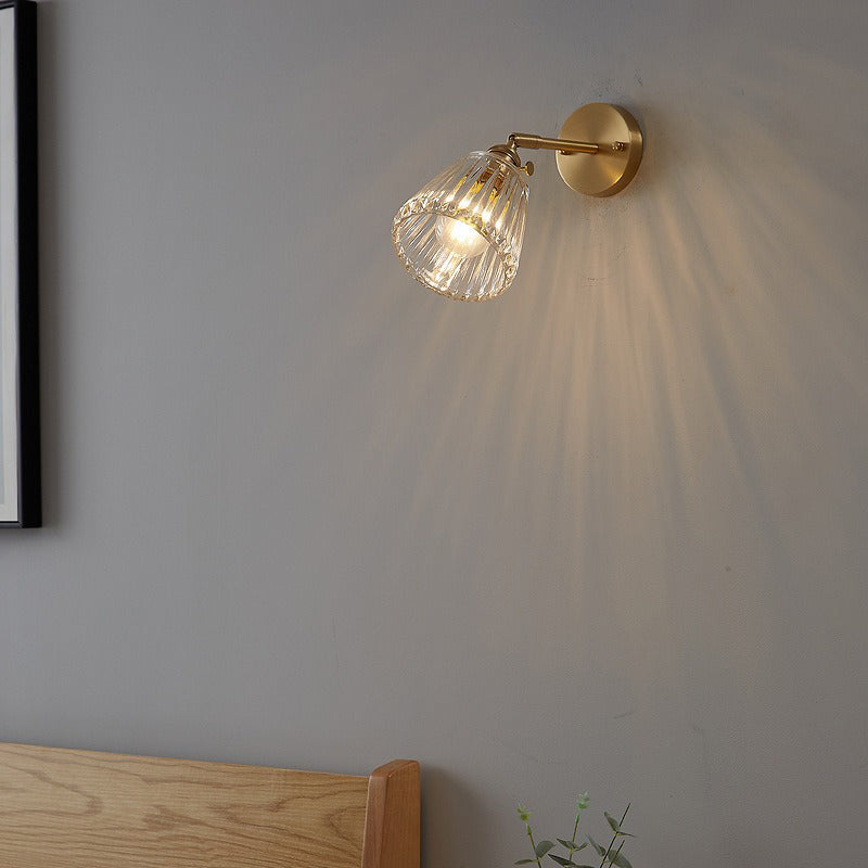 Glass Cone Shape Wall Light Industrial Style 1 Light Wall Light Sconce in Brass