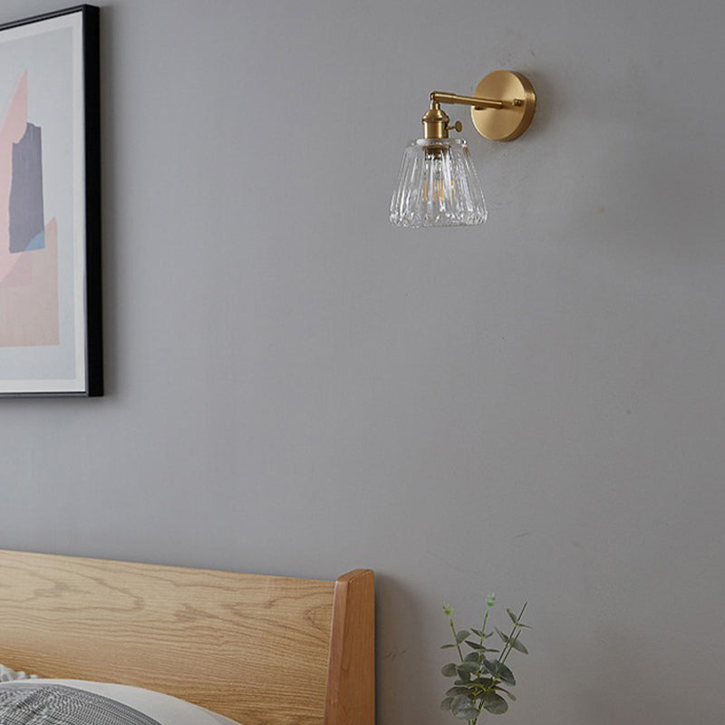 Glass Cone Shape Wall Light Industrial Style 1 Light Wall Light Sconce in Brass