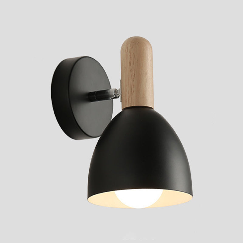 Single Modern Black/White/Grey Wall Mounted Sconce Wooden Shaded Wall Light