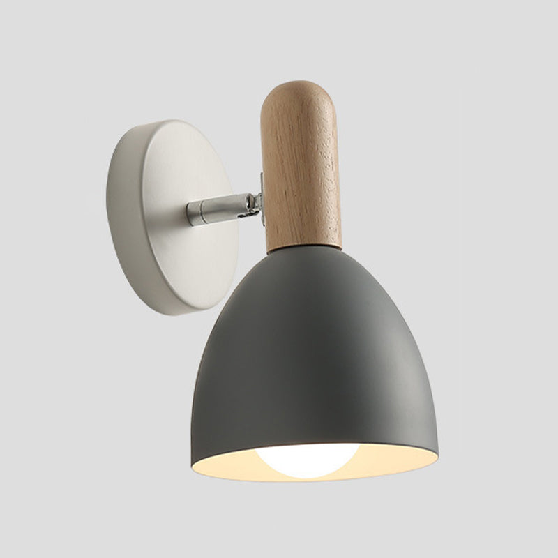 Single Modern Black/White/Grey Wall Mounted Sconce Wooden Shaded Wall Light