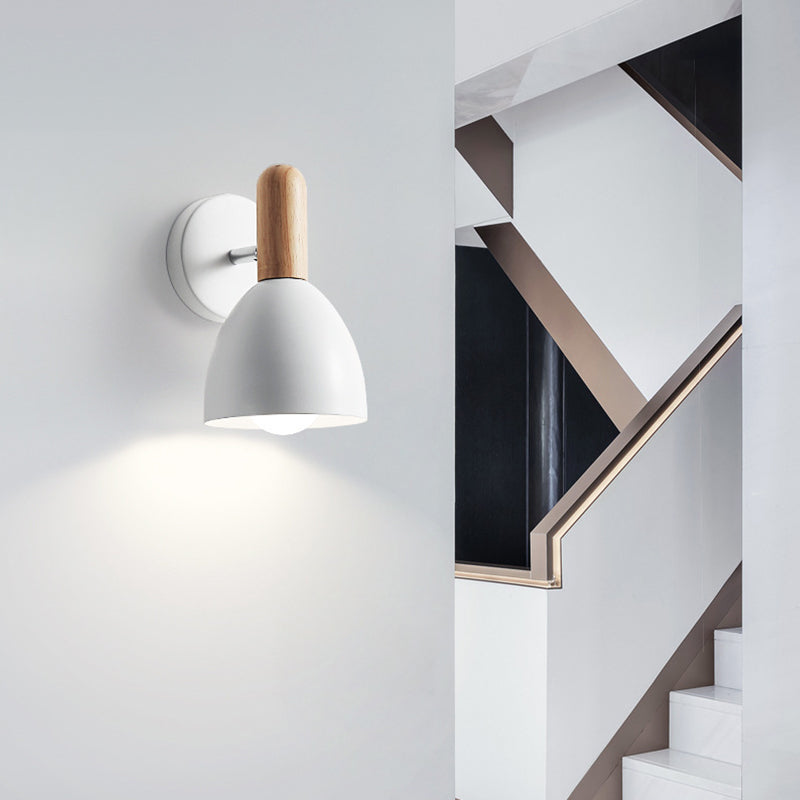 Single Modern Black/White/Grey Wall Mounted Sconce Wooden Shaded Wall Light