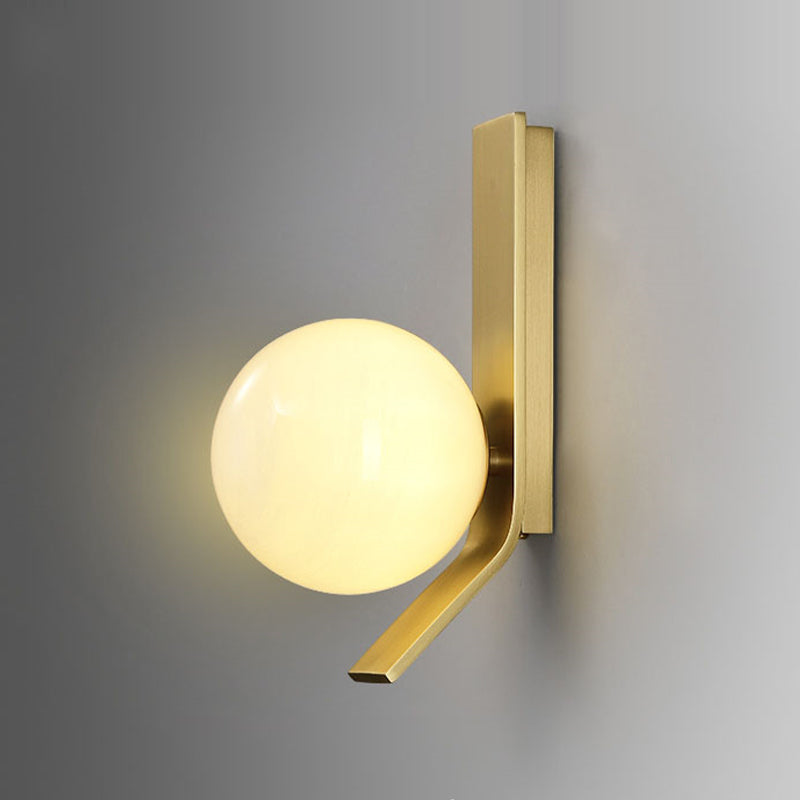 Gold Modern Metal Wall Sconce Ball Shape Wall Light with Glass Shade for Bedroom