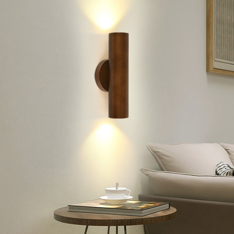 Single Modernism Brown/Beige Wall Mounted Sconce Wooden LED Wall Light