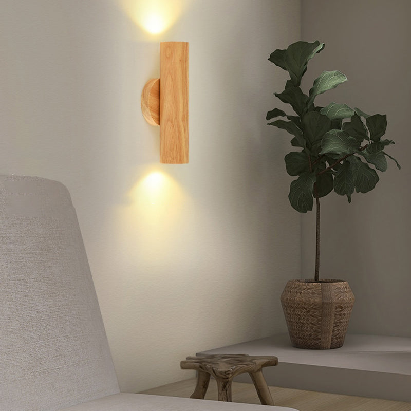 Single Modernism Brown/Beige Wall Mounted Sconce Wooden LED Wall Light