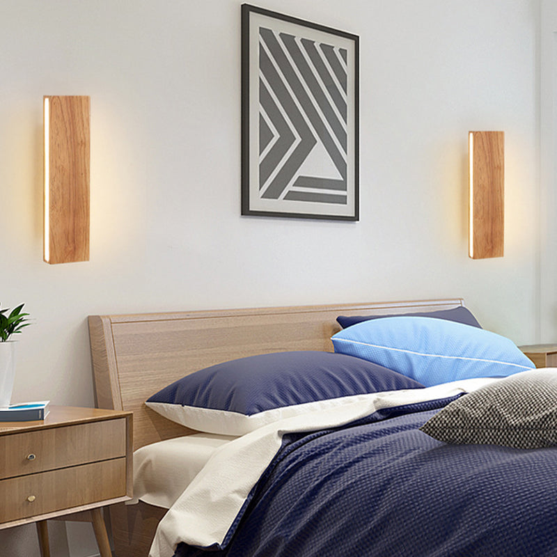 Modernism Beige Finish Single Wall Mounted Sconce Wooden Wall Light