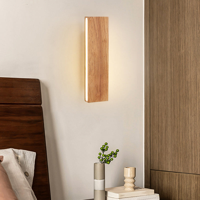 Modernism Beige Finish Single Wall Mounted Sconce Wooden Wall Light