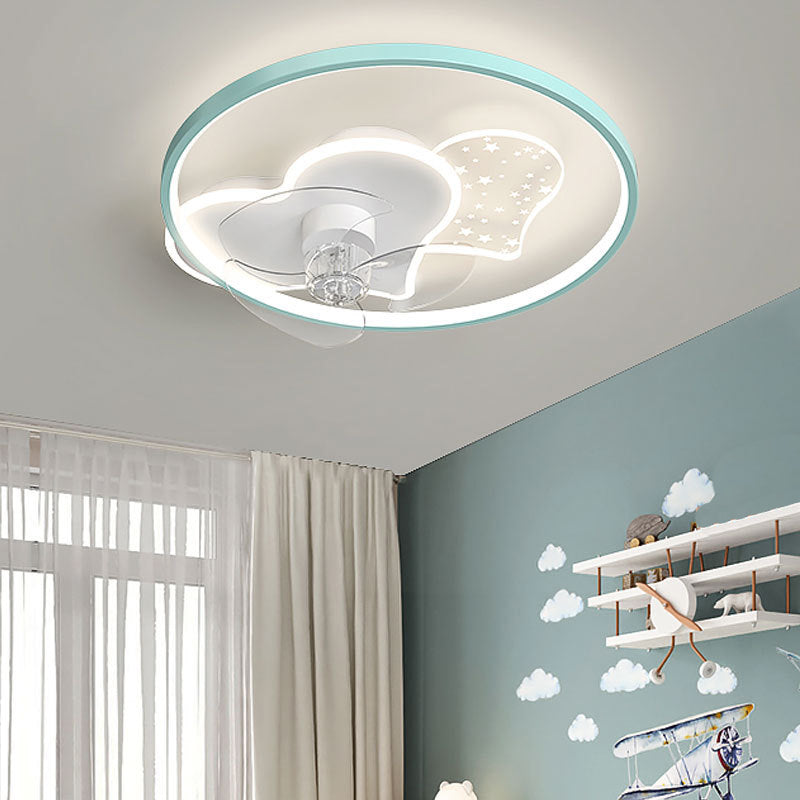 3-Blade Children Ceiling Fan Acrylic Blue/Pink Fan with Light for Bedroom