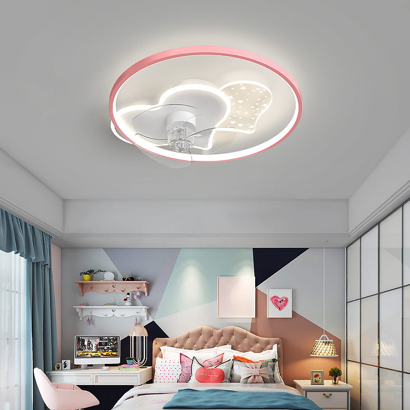 3-Blade Children Ceiling Fan Acrylic Blue/Pink Fan with Light for Bedroom