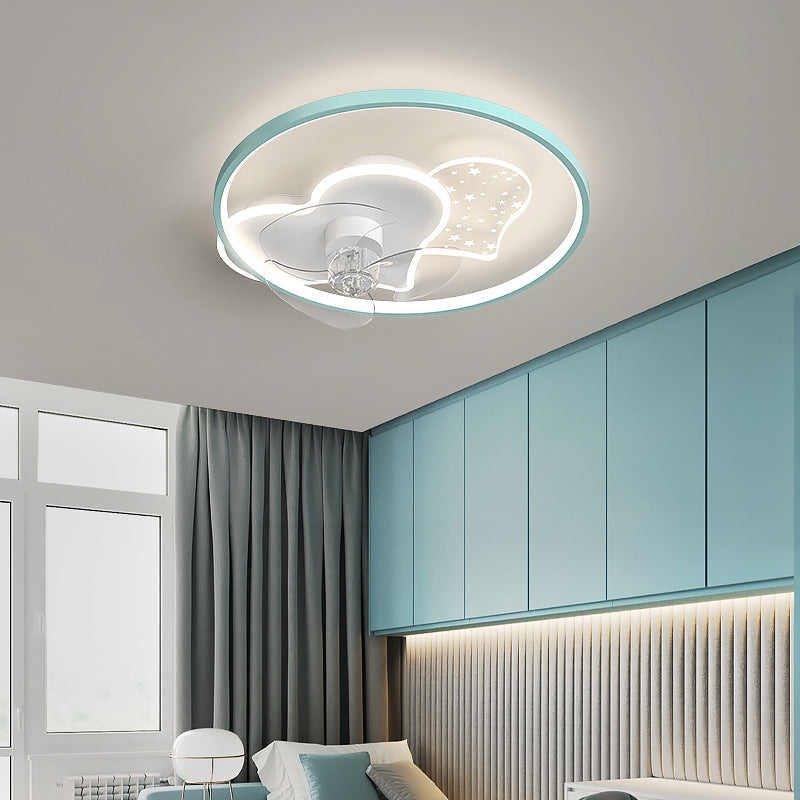 3-Blade Children Ceiling Fan Acrylic Blue/Pink Fan with Light for Bedroom