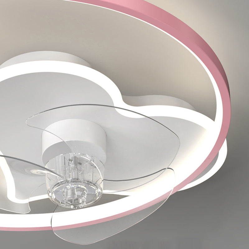 3-Blade Children Ceiling Fan Acrylic Blue/Pink Fan with Light for Bedroom