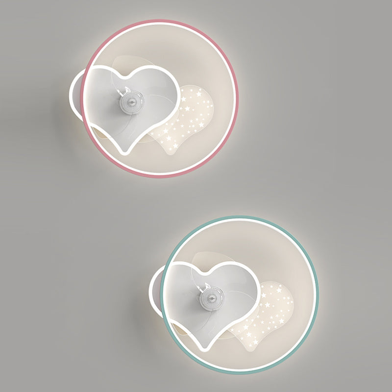 3-Blade Children Ceiling Fan Acrylic Blue/Pink Fan with Light for Bedroom
