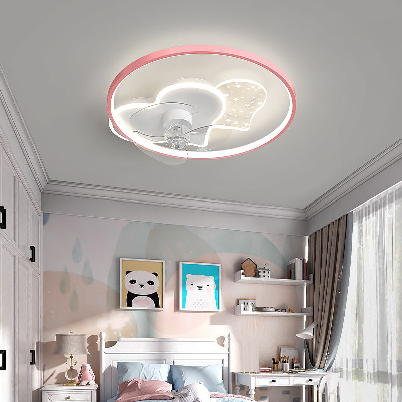 3-Blade Children Ceiling Fan Acrylic Blue/Pink Fan with Light for Bedroom