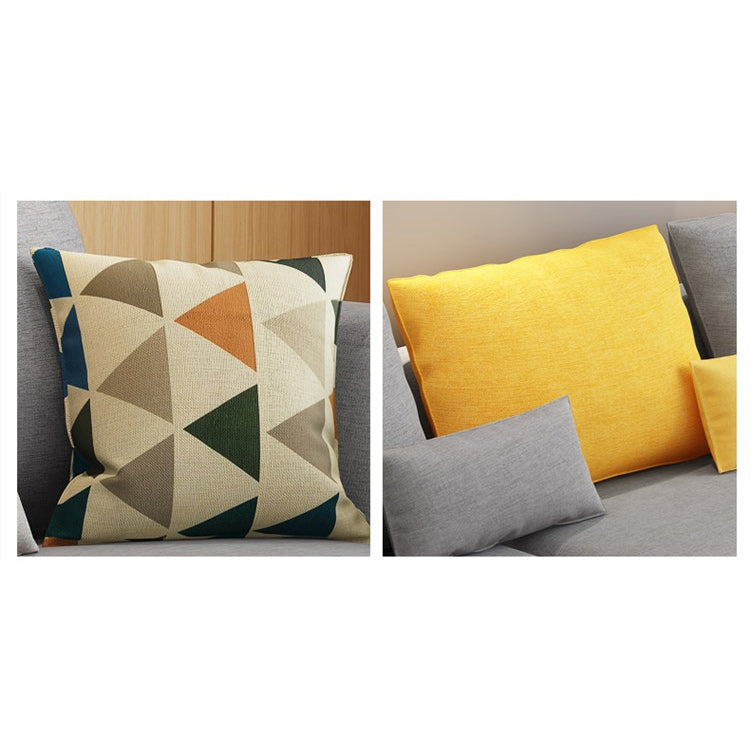 70"W Scandinavian Sectional Sofa Grey Pillowed Back Cushions Sectional