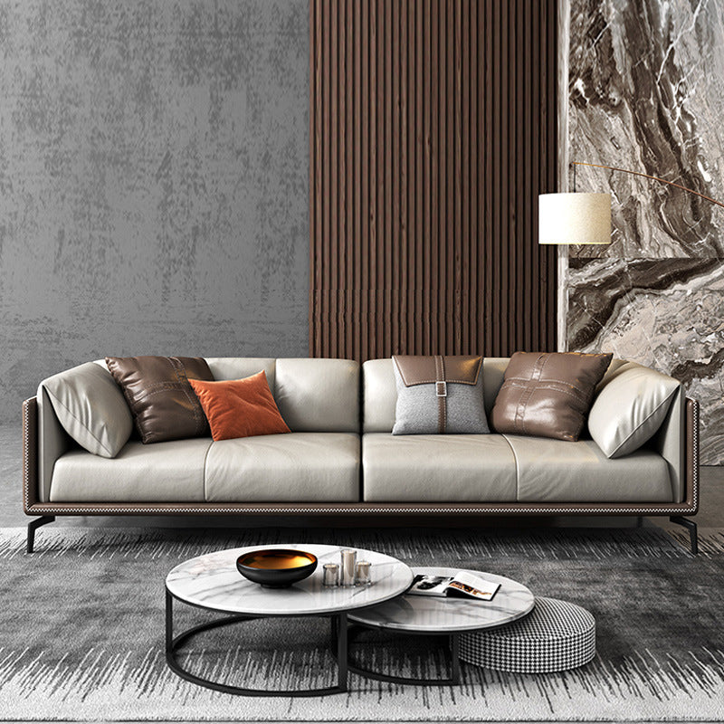 Contemporary Cushions Pillow Top Arm Living Room Leather Seating