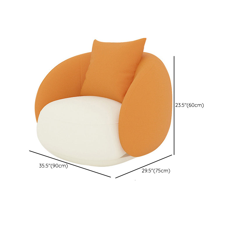 Orange Faux Leather Curved Sofa Contemporary Sloped Arm Sofa