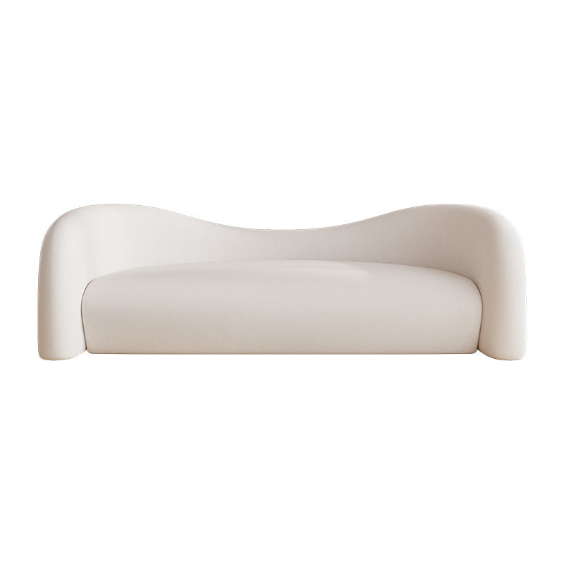 Faux Leather Modern Sofa Sloped Arm Curved Sofa for Living Room