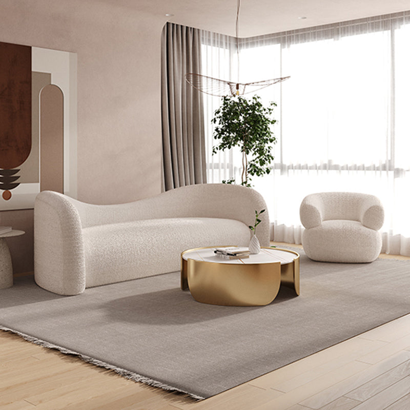 Faux Leather Modern Sofa Sloped Arm Curved Sofa for Living Room