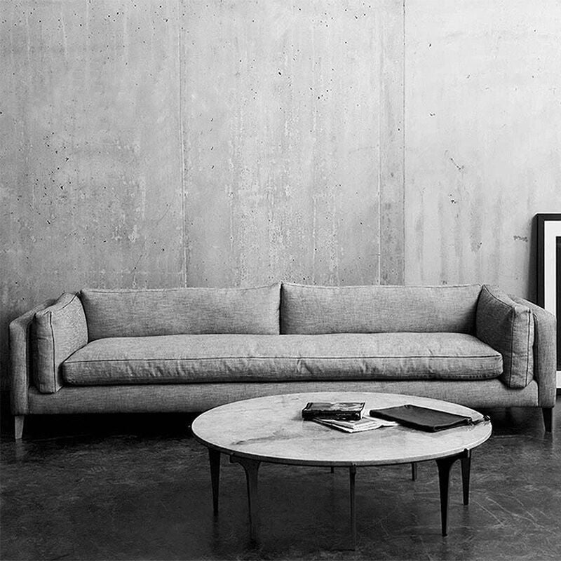 Modern Slipcovered Fabric Sofa 3-seater Tuxedo Arm Sofa in Gray