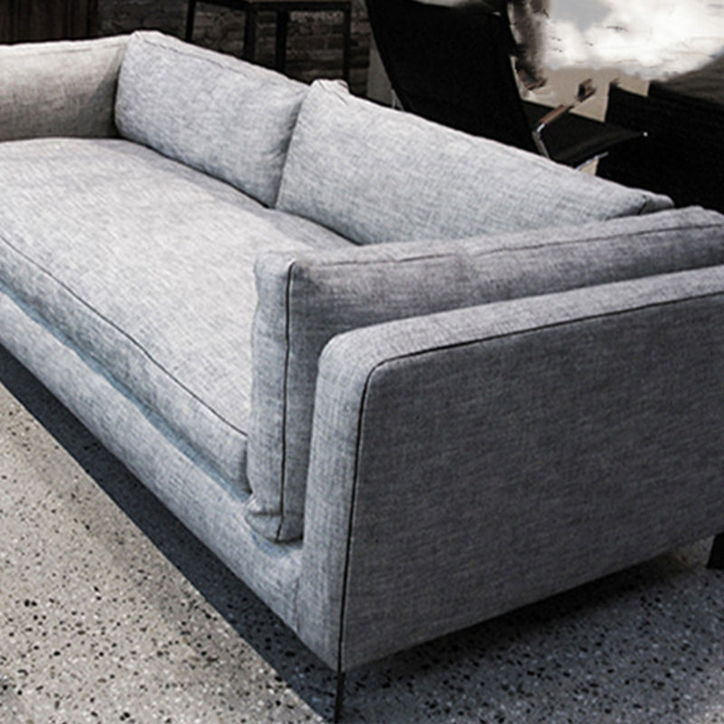 Modern Slipcovered Fabric Sofa 3-seater Tuxedo Arm Sofa in Gray