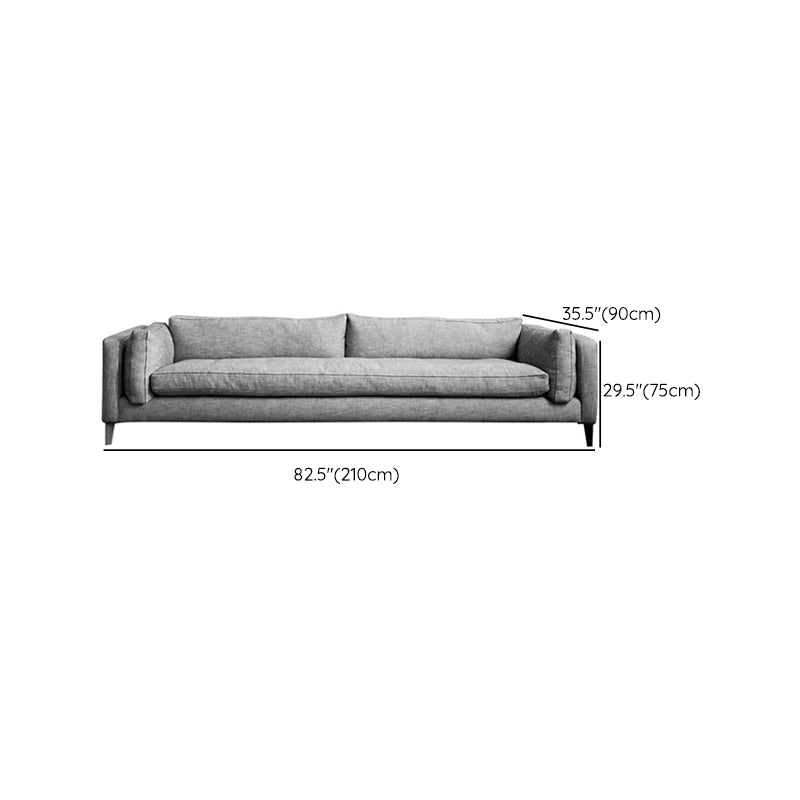 Modern Slipcovered Fabric Sofa 3-seater Tuxedo Arm Sofa in Gray