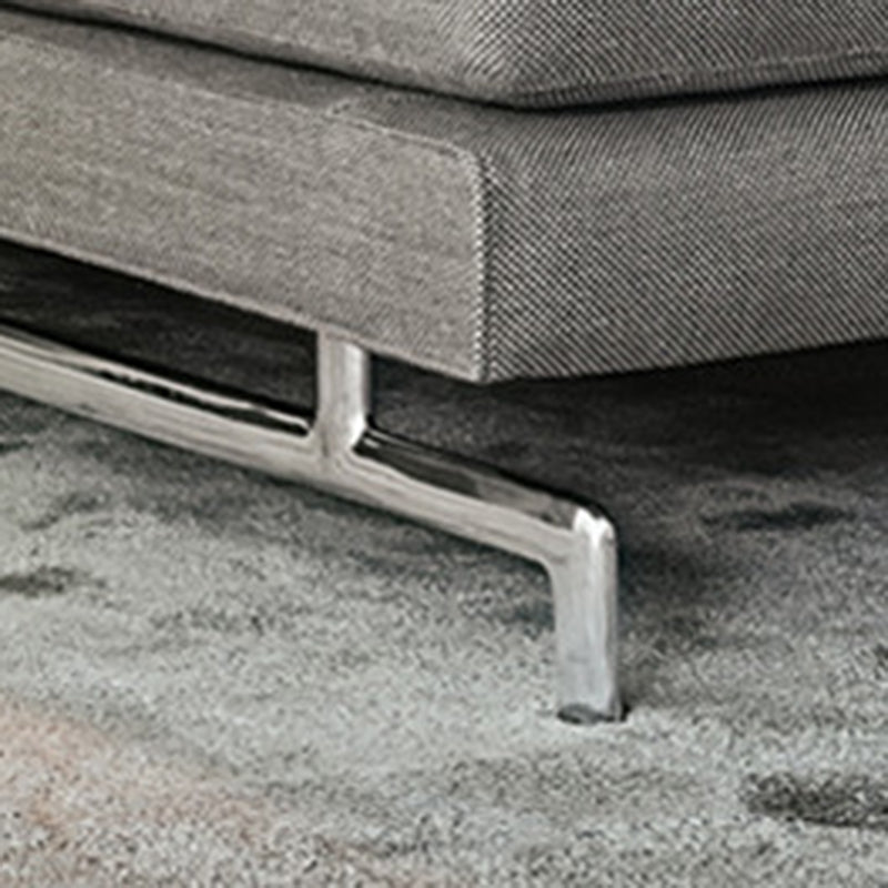 Gray 3-seater Sqaure Arm Sofa Contemporary Slipcovered Sofa with 3 Pillows