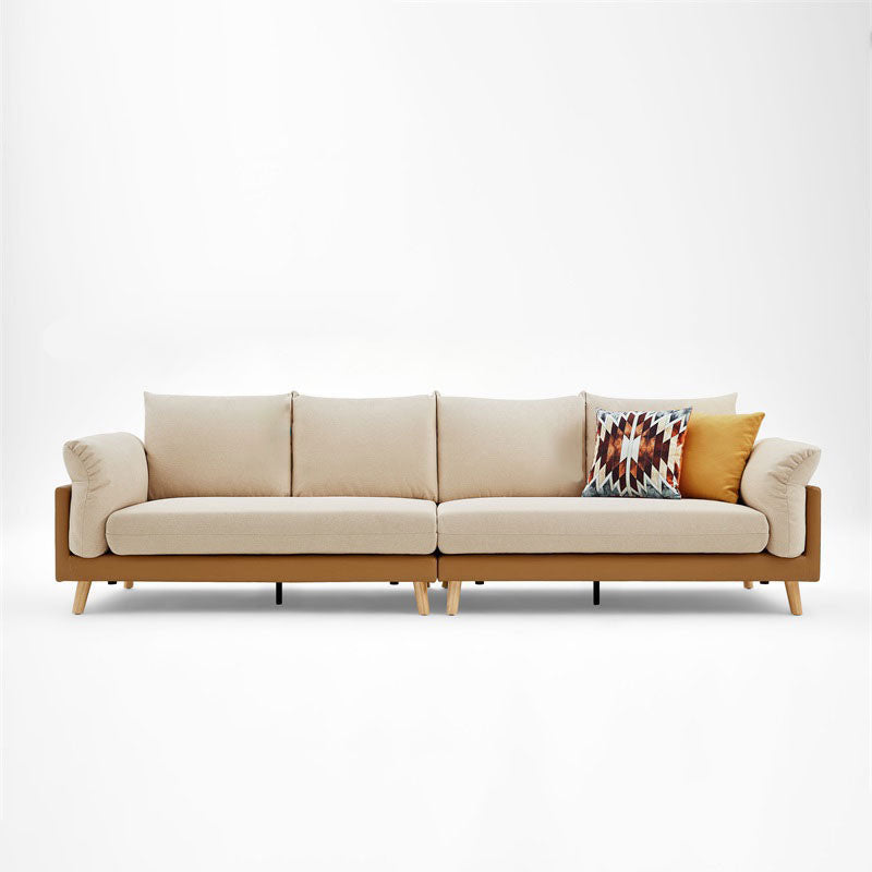 Contemporary Linen Standard Sofa Pillow Top Arm Settee in Beige and Grey