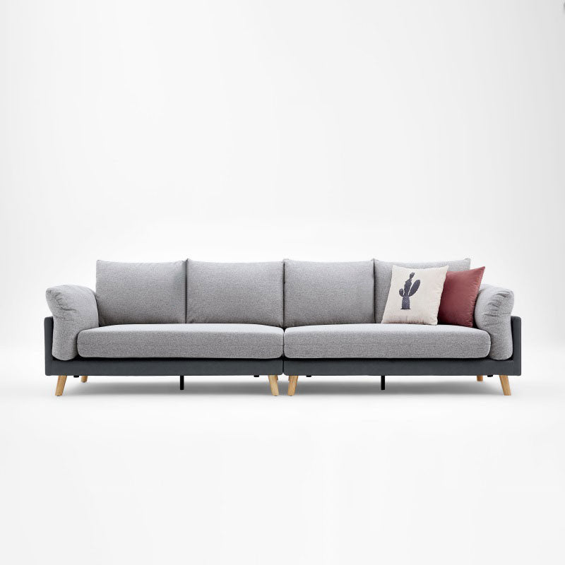 Contemporary Linen Standard Sofa Pillow Top Arm Settee in Beige and Grey