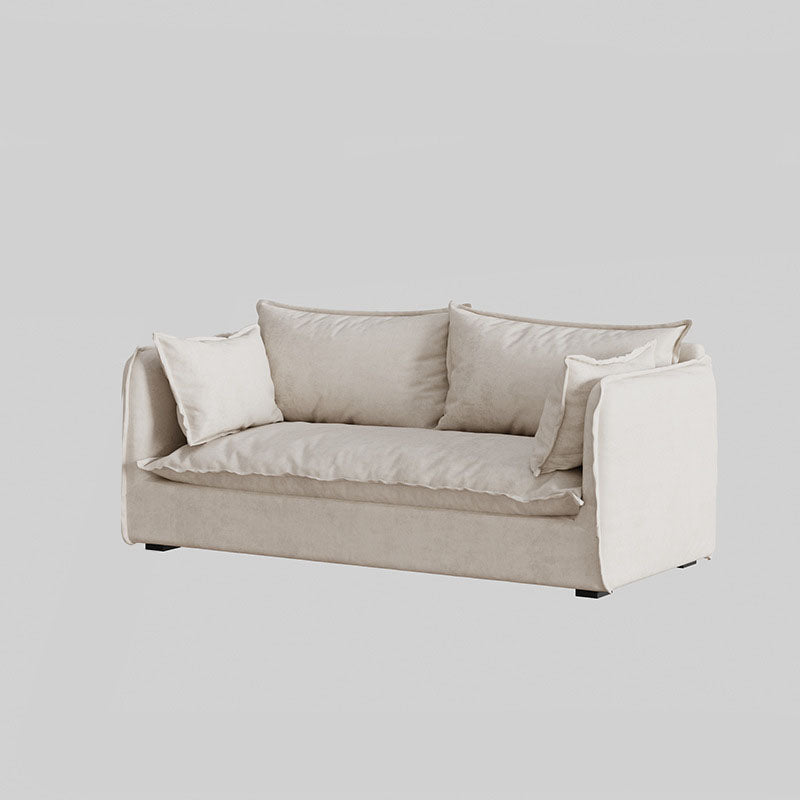 White Stationary Sofa Modern Square Arm Sofa for Living Room