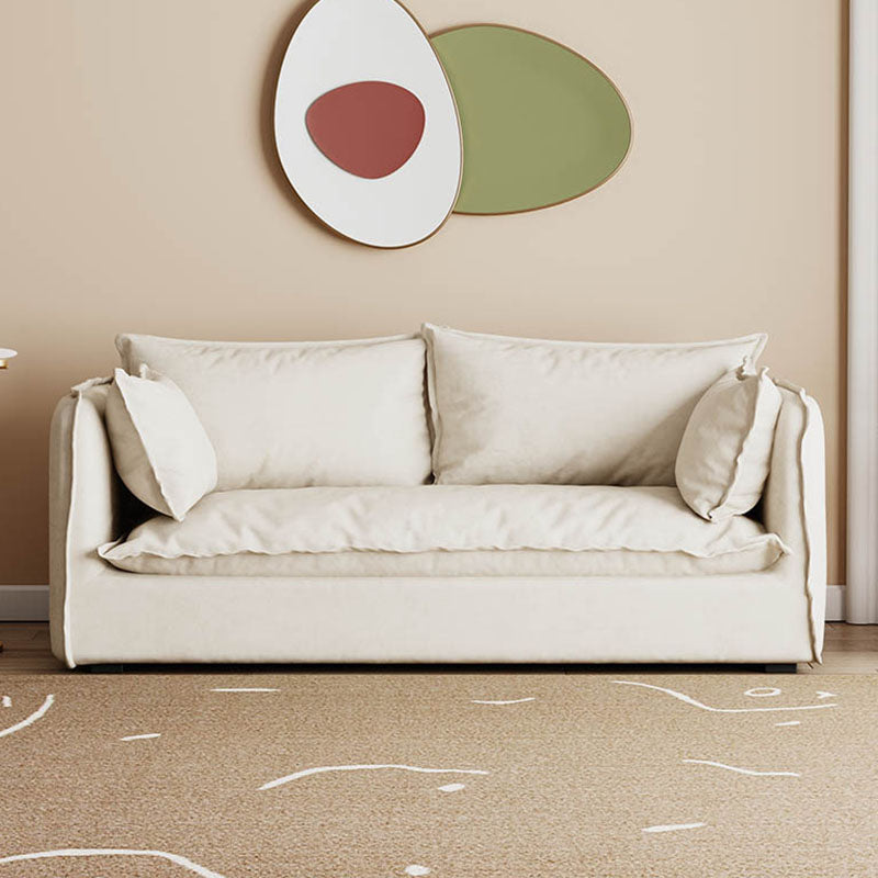White Stationary Sofa Modern Square Arm Sofa for Living Room