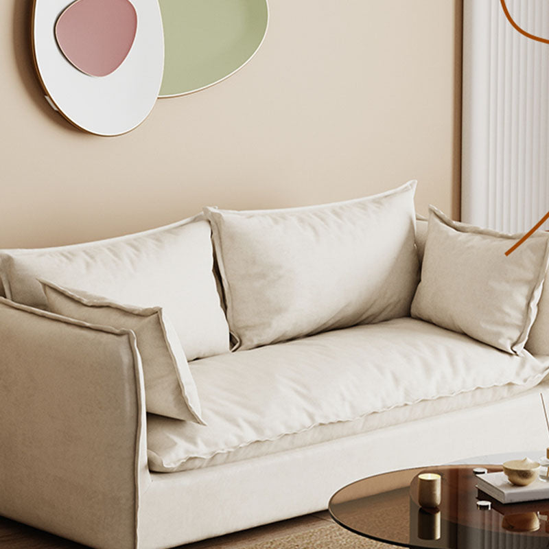 White Stationary Sofa Modern Square Arm Sofa for Living Room