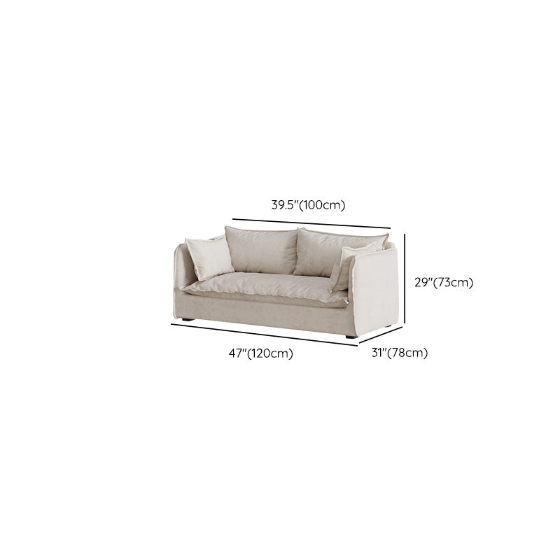 White Stationary Sofa Modern Square Arm Sofa for Living Room