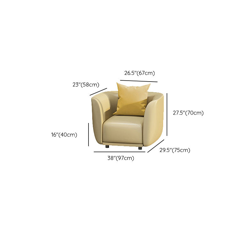 Modern Standard Leather Sofa Stationary Flared Arm Sofa for Living Room