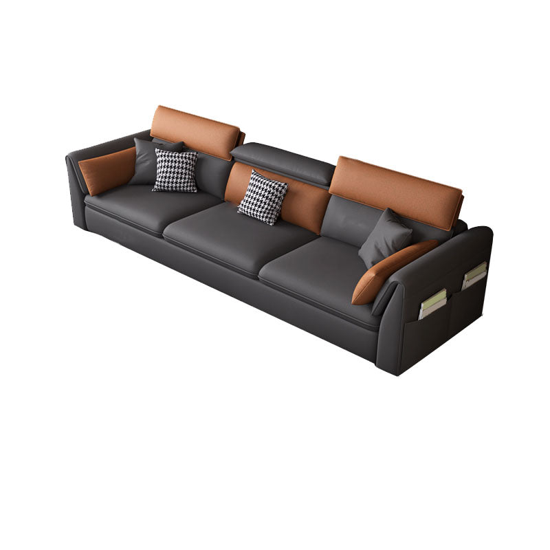 Modern Standard Seating Stain Resistant Sofa Faux Leather in Dark Gray