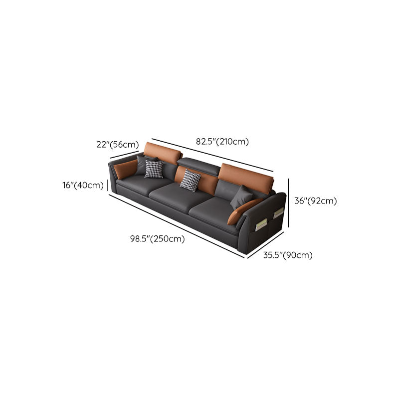 Modern Standard Seating Stain Resistant Sofa Faux Leather in Dark Gray