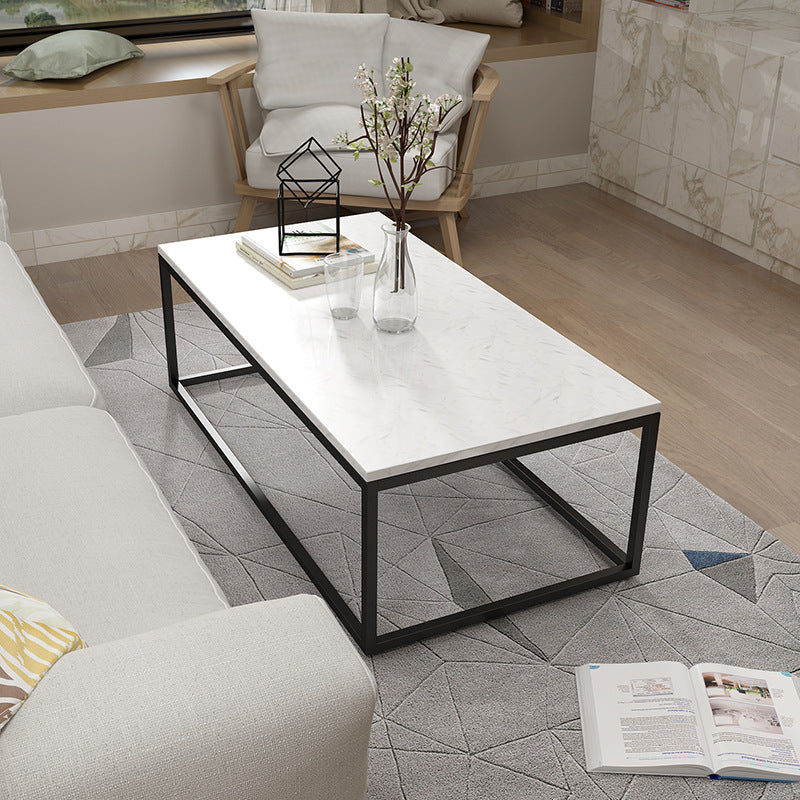 White Marble Coffee Table Glam Frame Coffee or End Table, 17.71" Wide