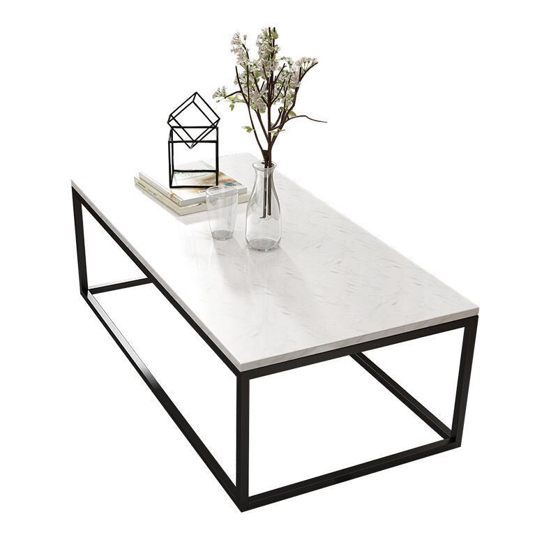 White Marble Coffee Table Glam Frame Coffee or End Table, 17.71" Wide