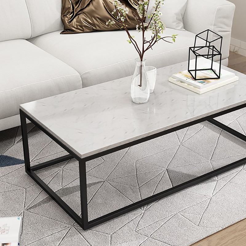 White Marble Coffee Table Glam Frame Coffee or End Table, 17.71" Wide