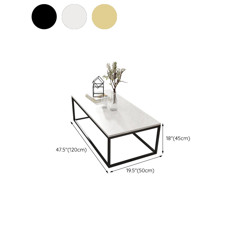 White Marble Coffee Table Glam Frame Coffee or End Table, 17.71" Wide