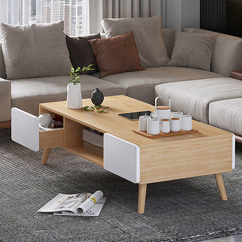 Scandinavian Rectangle Coffee Table with 4 Drawers and 1 Shelf