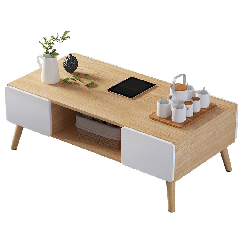 Scandinavian Rectangle Coffee Table with 4 Drawers and 1 Shelf