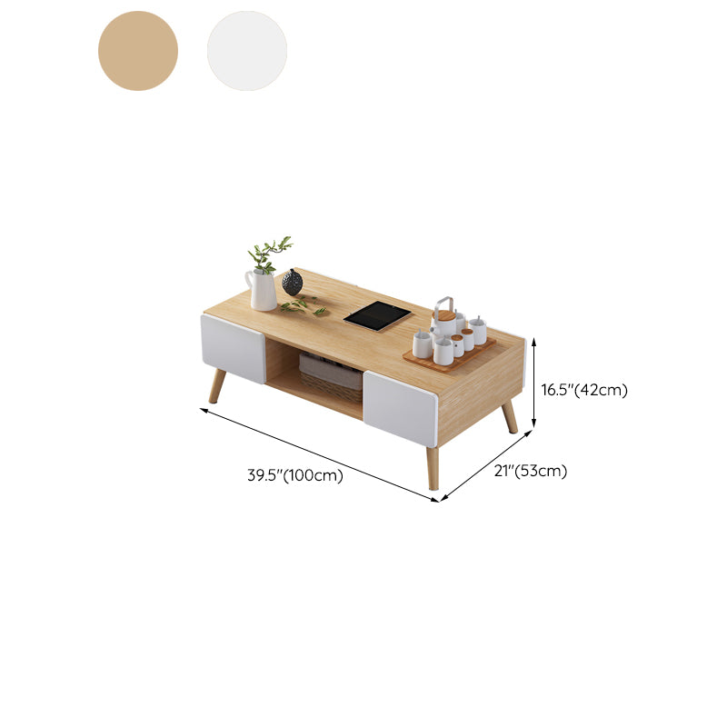 Scandinavian Rectangle Coffee Table with 4 Drawers and 1 Shelf