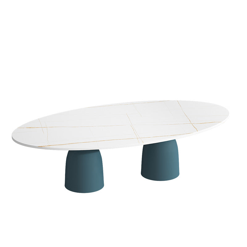Glam 15.7"Tall Iron 2 Legs Oval Slate Table Top Coffee Table