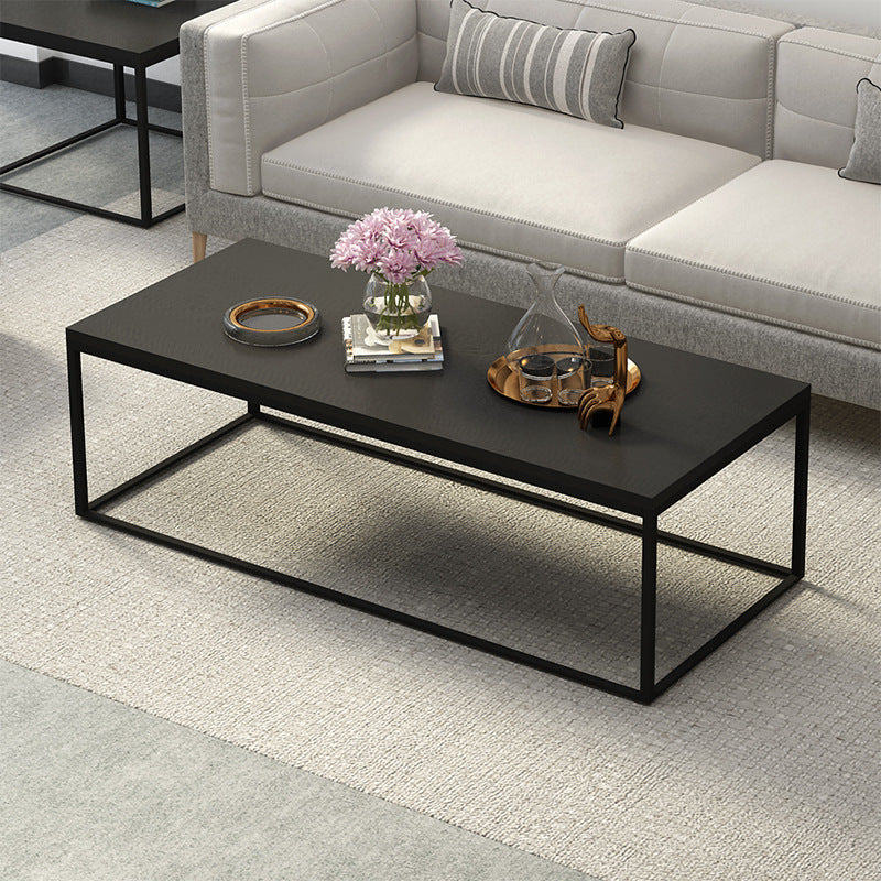 Rectangle Wooden Coffee Table Metal Frame Base Cocktail Table