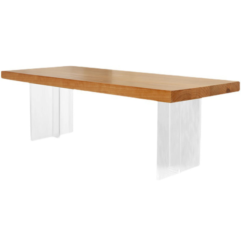 Scandinavian Solid Wood Rectangle Top Coffee Table Acrylic Sled Cocktail Table