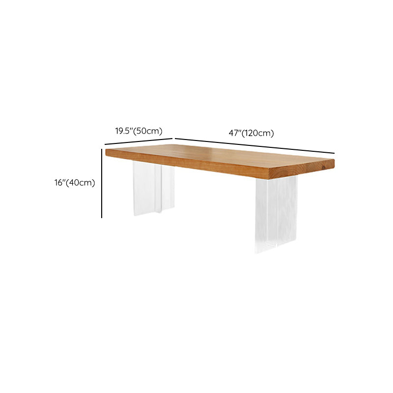 Scandinavian Solid Wood Rectangle Top Coffee Table Acrylic Sled Cocktail Table