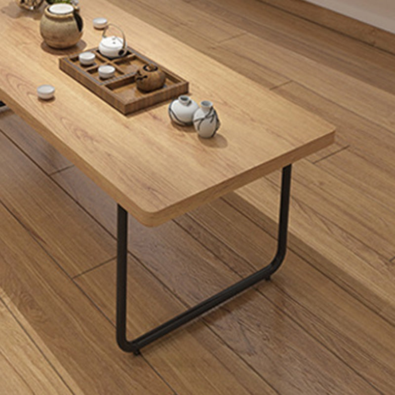 Contemporary Sled Coffee Table Solid Wood Coffee Cocktail Table