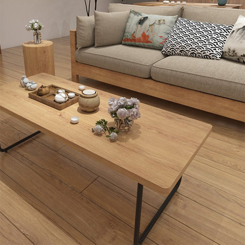 Contemporary Sled Coffee Table Solid Wood Coffee Cocktail Table